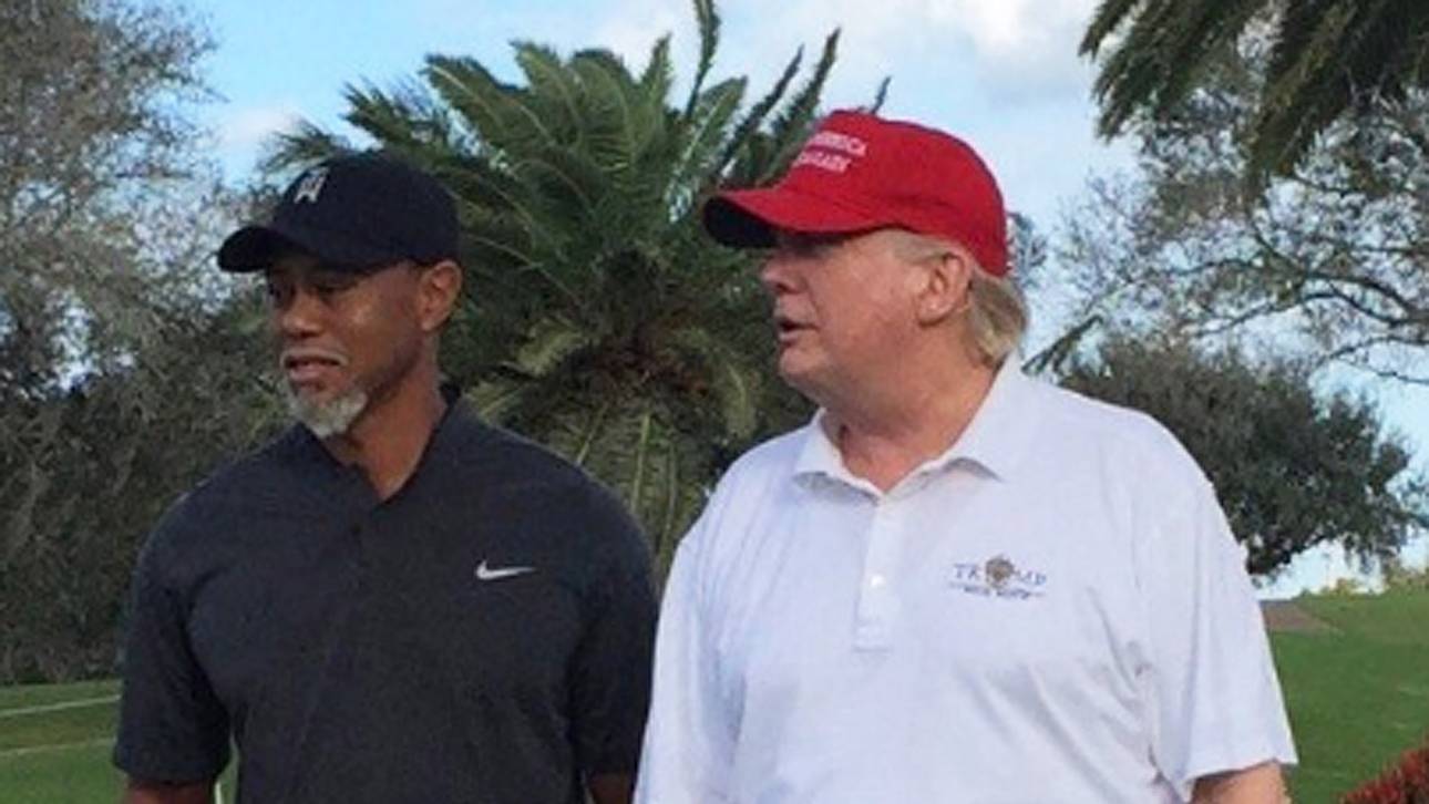 Woods dreht Runde mit Trump