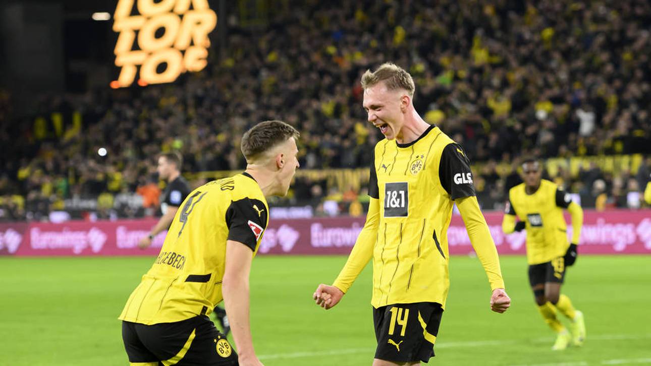 Maximilian Beier (r.) war mit einem Tor und einer Vorlage der Matchwinner des BVB