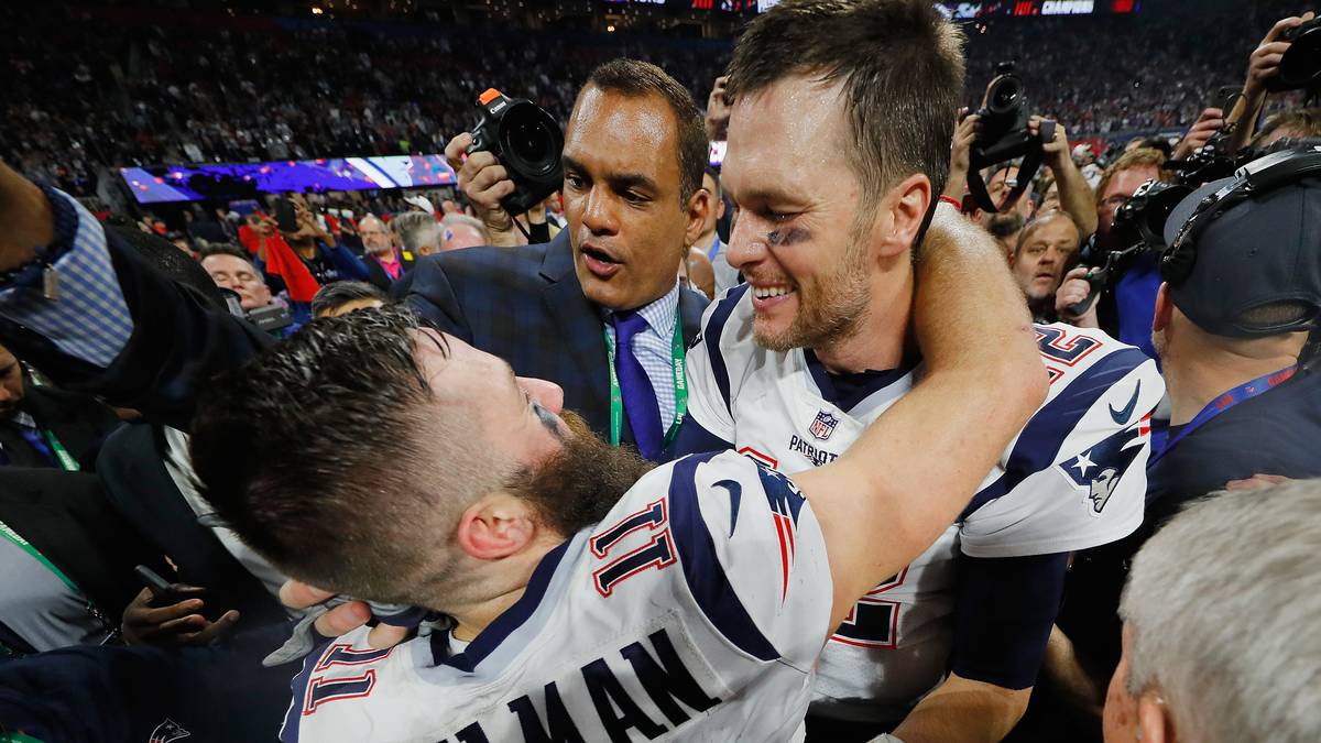 Tom Brady feierte mit Final-MVP Julian Edelman den Sieg in Super Bowl LIII