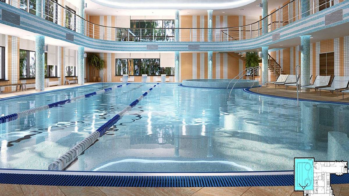 sowie ein Schwimmbad, wo man auch mal die Seele baumeln lassen kann