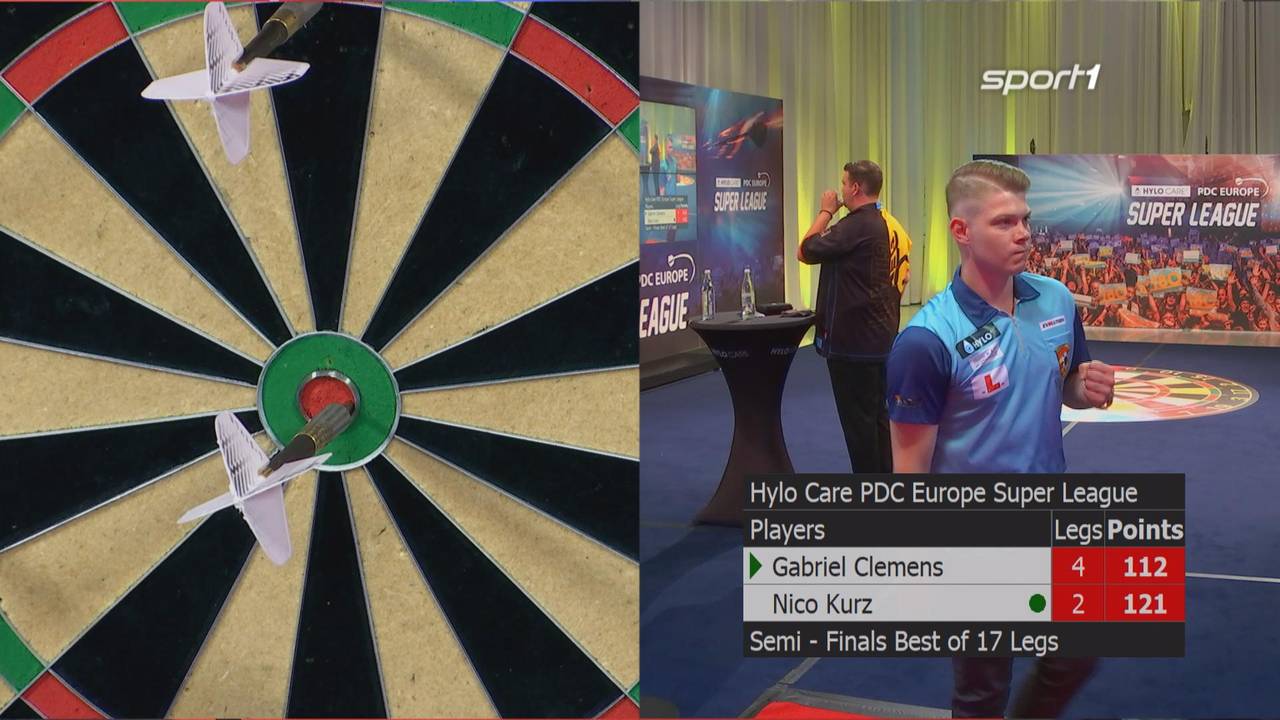 Nico Kurz gegen Gabriel Clemens bei der HYLO CARE PDC Europe Super League