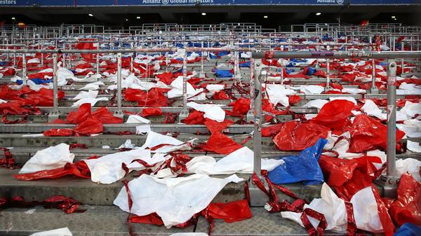 MUNICH, GERMANY - MARCH 08: Empty stands after the Bundesliga match between FC Bayern Muenchen and FC Augsburg at Allianz Arena on March 08, 2020 in Munich, Germany. (Photo by Alexander Hassenstein/Bongarts/Getty Images)