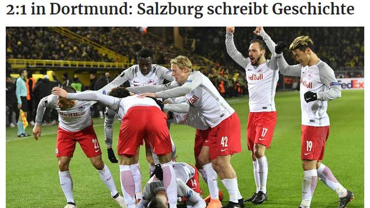 KURIER: "Salzburg schreibt Geschichte. Der Meister feiert als erster österreichischer Klub im Europacup einen Sieg in Deutschland"