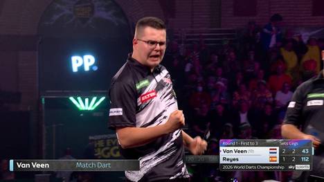 Gian van Veen kann sein erstes Spiel bei der WM 2026 gegen Cristo Reyes gewinnen und es ist sein erster Sieg jemals bei einer Weltmeisterschaft. Startet er nun im Ally Pally durch?