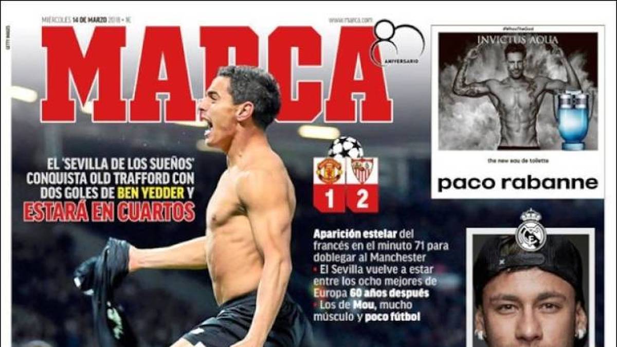 SPANIEN - MARCA: "Historisches Sevilla! 'Big Ben' Yedder reist mit Sevilla 60 Jahre durch die Zeit. Der Joker trifft doppelt und löst für Sevilla das Ticket."