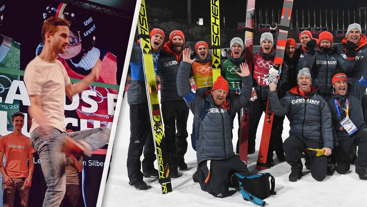 Irre Skisprung-Party mit Norwegern