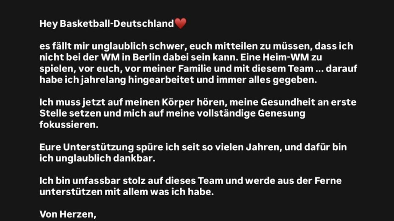 Satou Sabally verkündet ihr WM-Aus auf Instagram