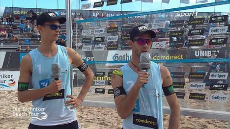 Den Titel zum Greifen nah: Nach ihrem Finaleinzug spielen Julius Thole und Clemens Wickler weiter um den Titel "Deutsche Beachvolleyball-Meister". Nach ihrem Sieg waren sie im Sport1-Interview. 