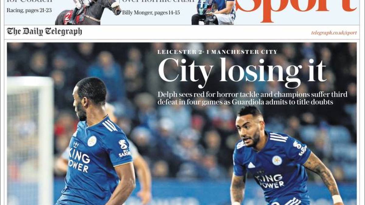 TELEGRAPH - "City kriegt die Krise: Delph sieht für Horror-Tackle die Rote Karte und der Champion steckt die dritte Pleite im vierten Spiel ein. Guardiola beginnt an der Titelverteidigung zu zweifeln"