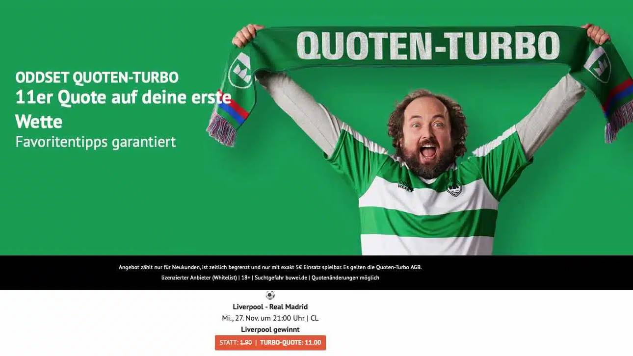 ODDSET Quotenturbo für Liverpool - Real Madrid