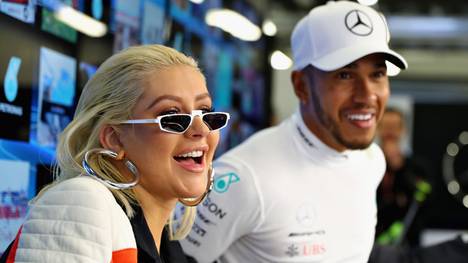 Popstar Christina Aguilera und Lewis Hamilton trafen sich auch 2018 beim Grand Prix von Aserbaidschan