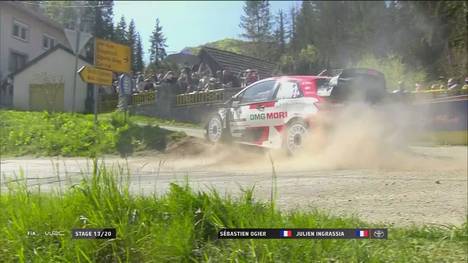 Weltmeister Sébastien Ogier fängt auf der letzten Wertungsprüfung noch seinen Teamkollegen Elfyn Evans ab. Kalle Rovanperä erlebt bei der Rallye Kroatien ein bitteres Ende.