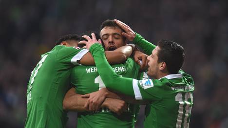 Franco Di Santo vom SV Werder Bremen beim Torjubel