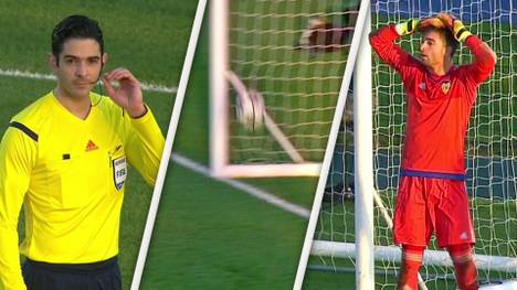 Schiri, Ball und Valencias Torwart beim Elfmeter-Skandal in der Youth League