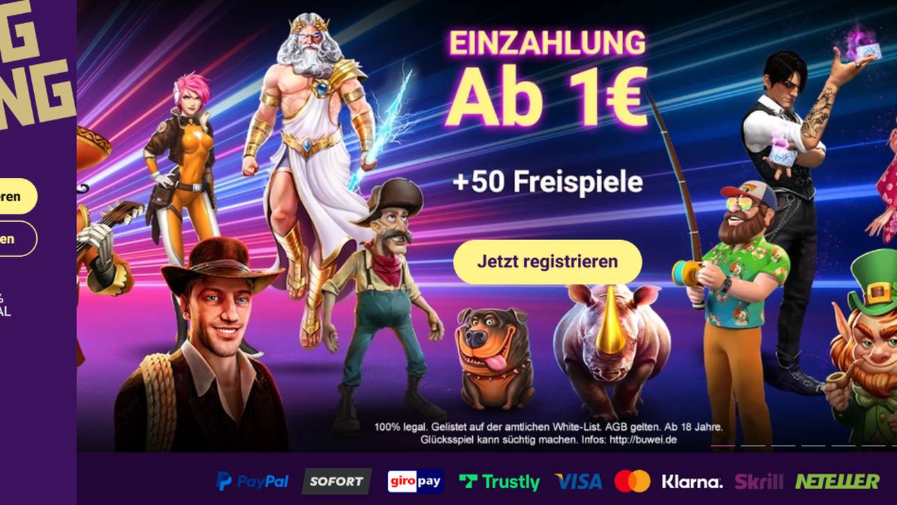 Mit nur 1€ Einzahlung können sich Neukunden den BingBong Casino Bonus sichern