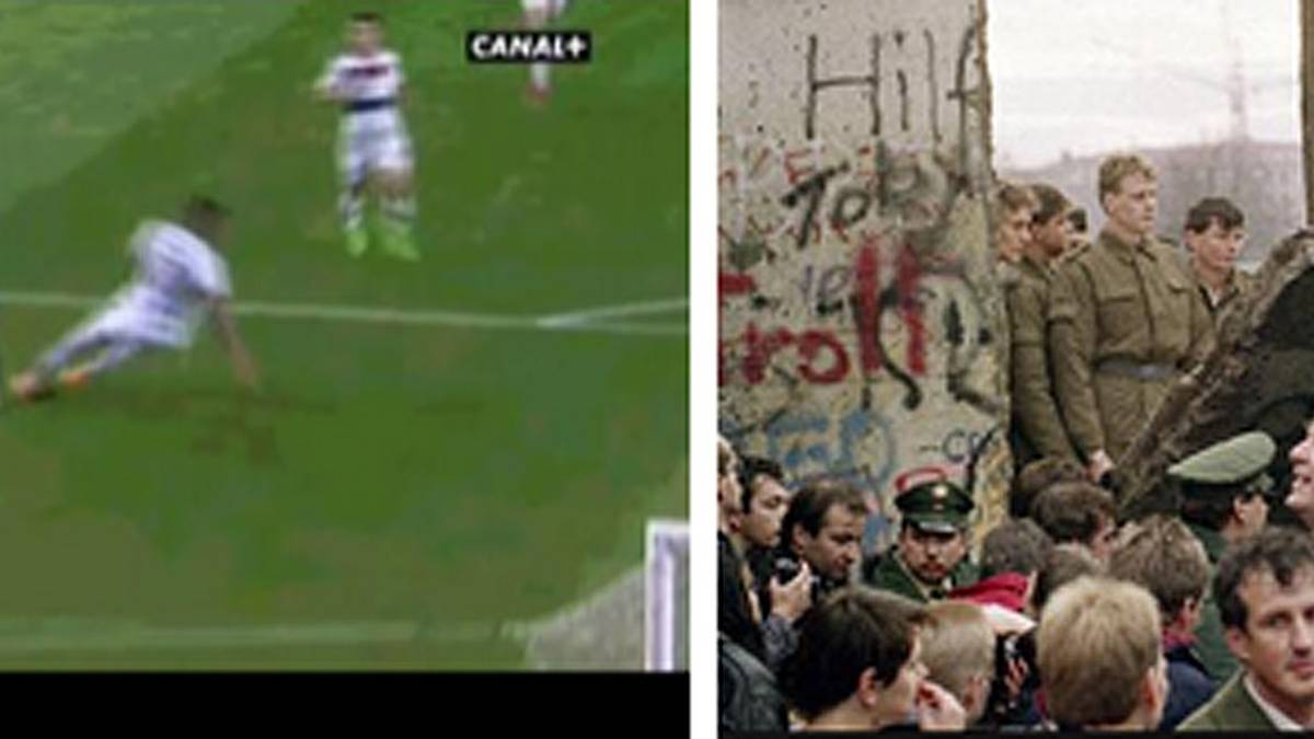 Derweil sieht sich ein französischer Twitter-Nutzer beim Sturz des gebürtigen Berliners Boateng im Strafraum glatt an den Mauerfall vor 25 Jahren erinnert