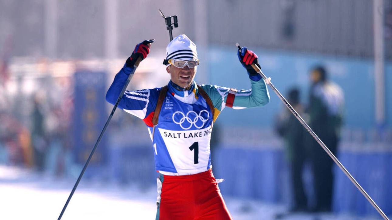 Biathlon-Olympiasieger Ole Einar Björndalen bei den Olympischen Spien in Salt Lake City 2002