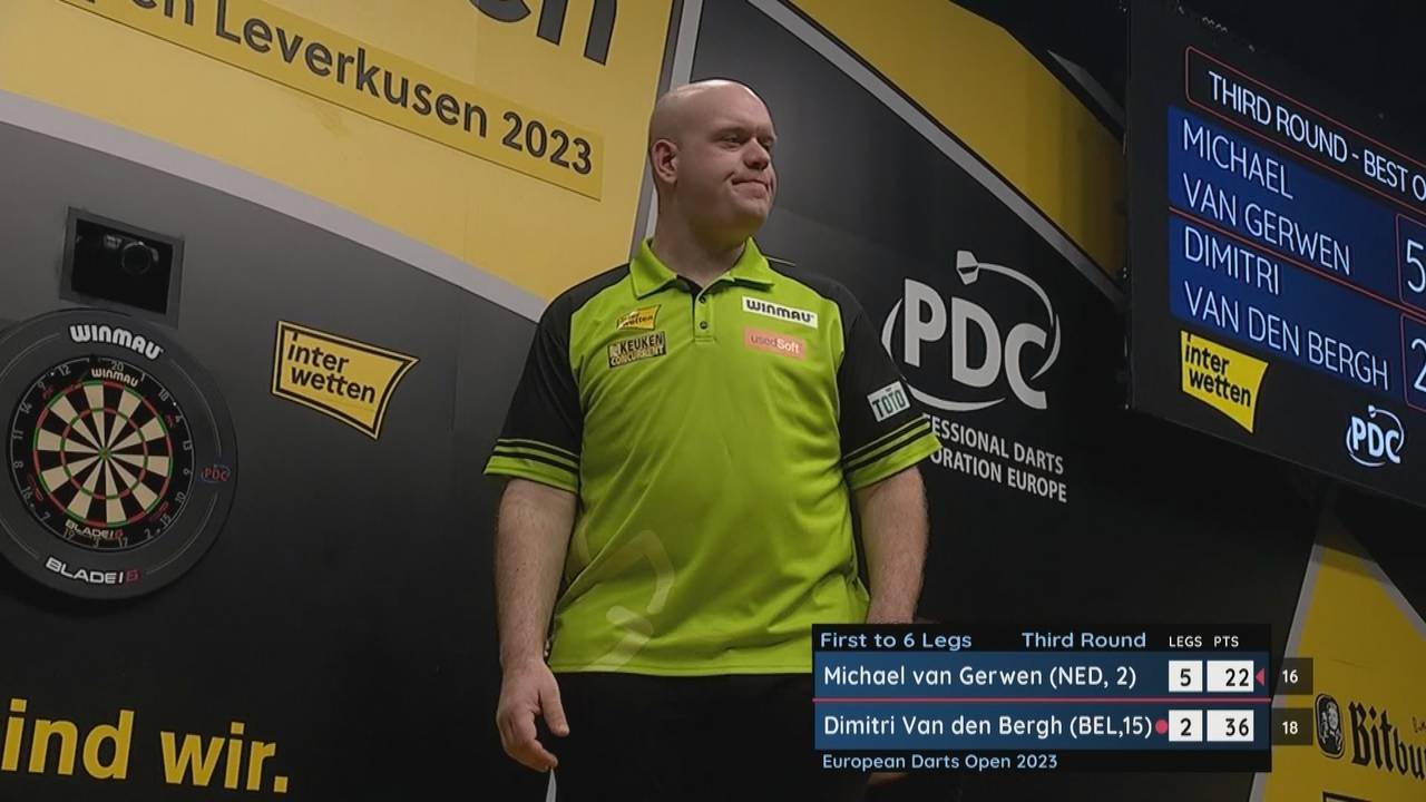 European Darts Open: Michael van Gerwen schlägt Dimitiri Van den Bergh mit 6:2