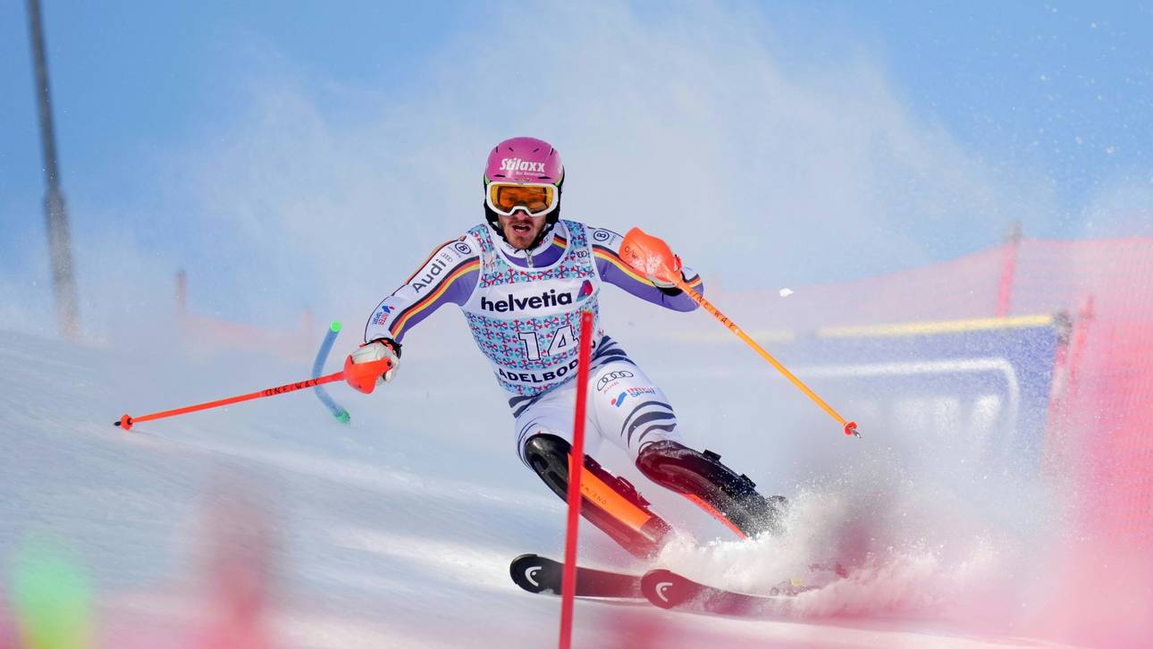 Linus Strasser beim Slalom in Adelboden