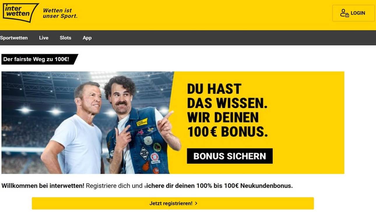 Neukunden bei Interwetten können sich zum Start bis zu 100€ Bonus sichern