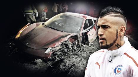 Arturo Vidal vor seinem beschädigten Ferrari