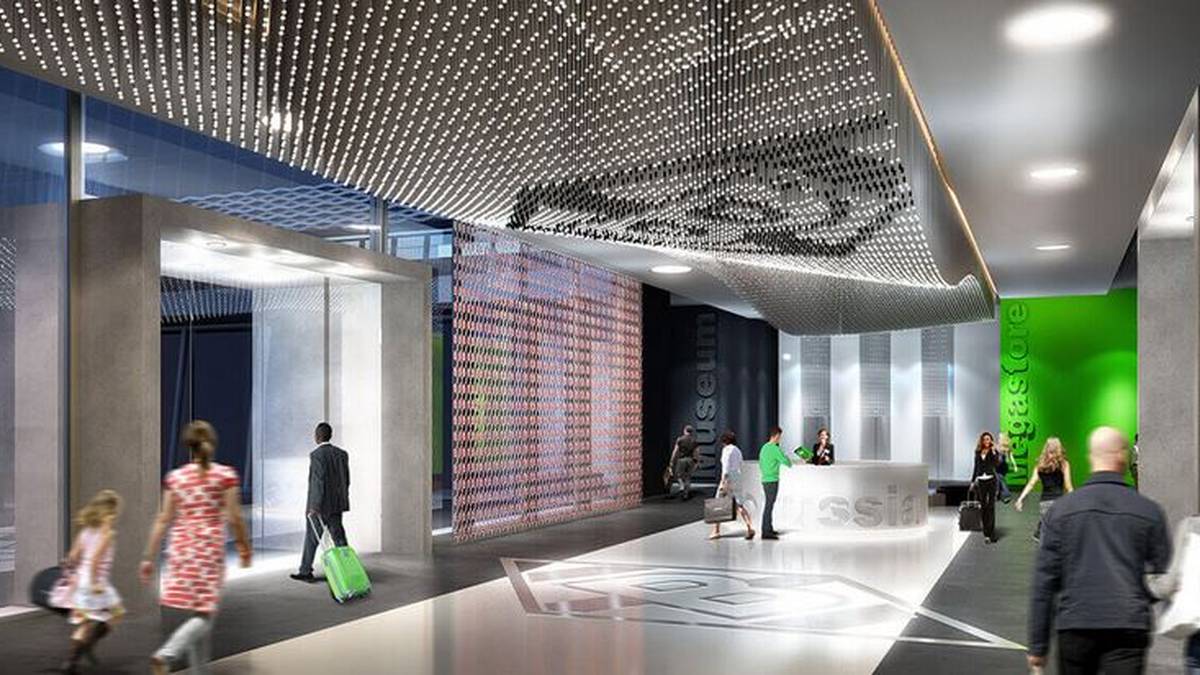 Der große Gebäuderiegel besteht aus fünf Etagen