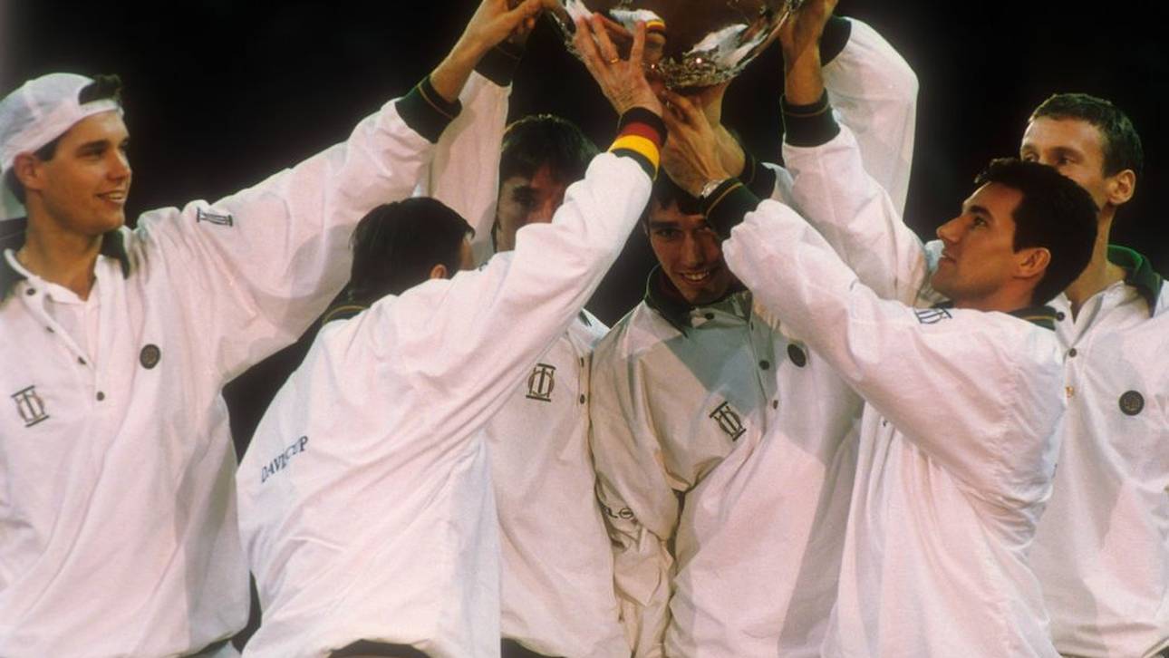 Das Deutsche Team beim letzten Davis-Cup-Sieg 1993, vor heimischer Kulisse in Düsseldorf