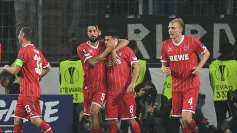 Der 1. FC Köln bejubelt den Sieg über BATE Borisov 