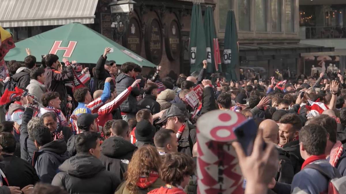 Fanmarsch: Atlético-Fans erobern Dortmunder Innenstadt