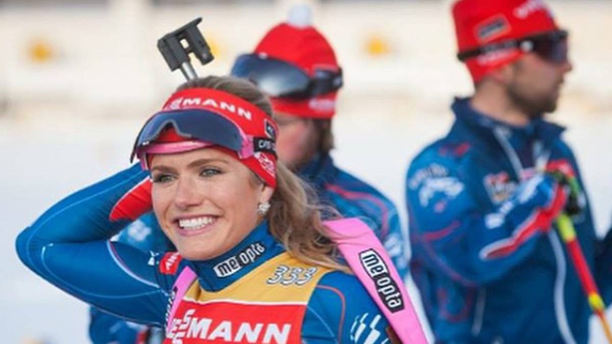 Die tschechische Biathletin geht stets perfekt geschminkt an den Start...
