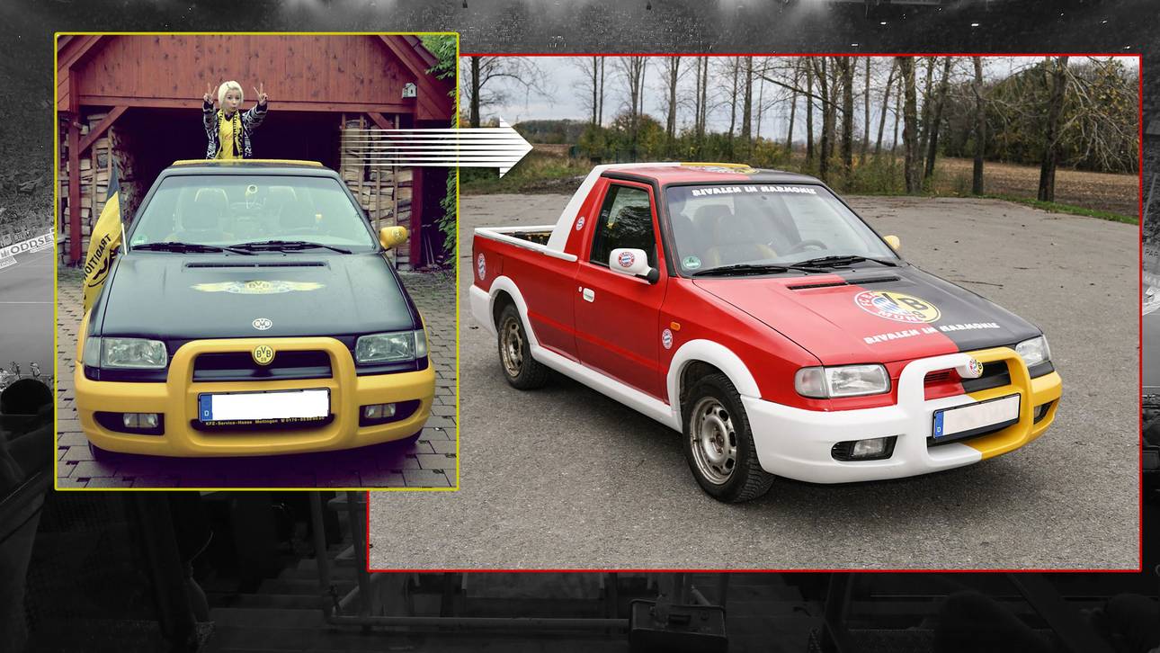 Bayern-Fan lackiert BVB-Auto um