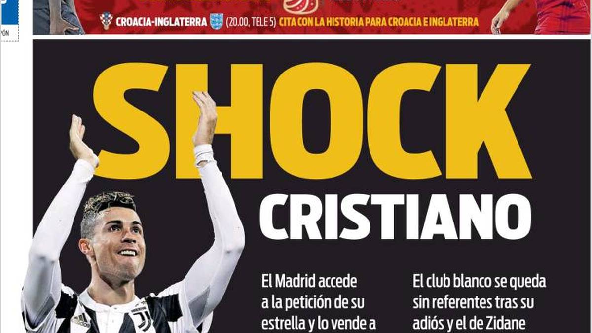 SPORT: "Cristiano-Schock. Madrid gibt dem Bitten seines Stars nach und verkauft ihn an Juventus für 105 Millionen Euro. Der Klub steht ohne Nachfolger da"