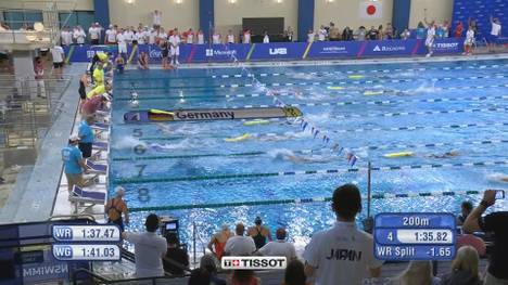 Die deutschen Rettungsschwimmerin haben bei den World Games einen Weltrekord aufgestellt. Die Damen-Staffel holt in einem fehlerlosen Rennen Gold.