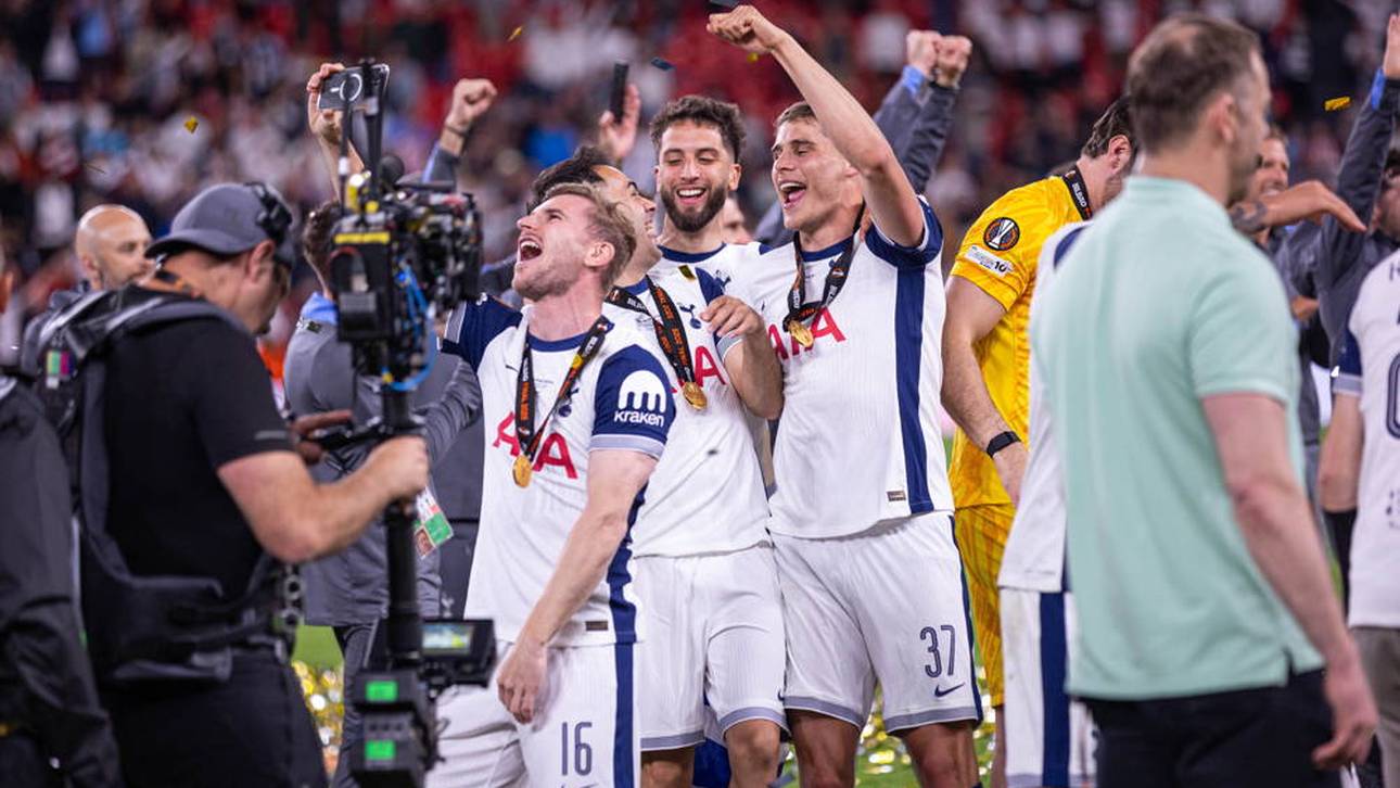 Timo Werner feierte mit seinen Teamkollegen den Titel in der Europa League