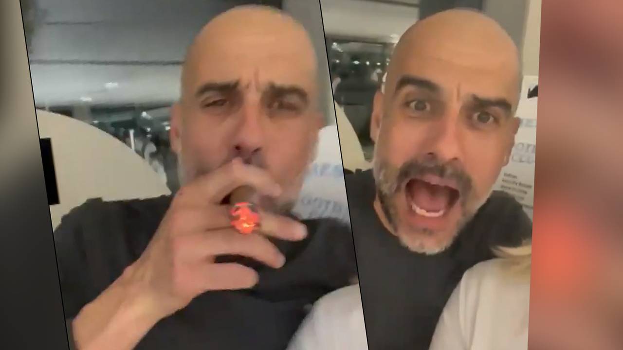 Manchester City: Pep Guardiola feiert mit Zigarre und grölt Oasis-Song