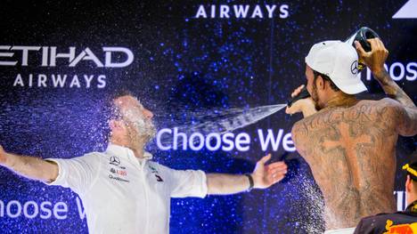 Lewis Hamilton hat seinen Sieg beim Großen Preis von Abu Dhabi oberkörperfrei zelebriert