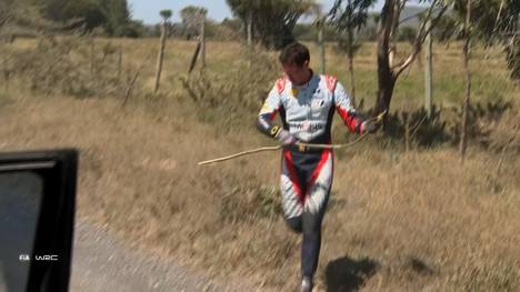 Thierry Neuville und Beifahrer Matijn Wydhaege basteln bei der Rallye in Kenia einen skurrilen Scheibenwischer und erleben danach ein Drama. Weltmeister Kalle Rovanperä fährt allen davon.