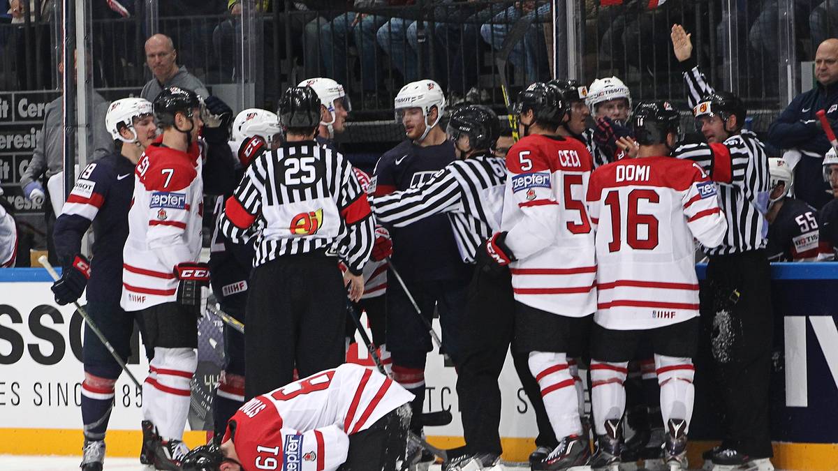 Mit harten Bandagen kämpfen Kanada und die USA um den Finaleinzug. Nicht immer geht es im nordamerikanischen Duell fair zur Sache