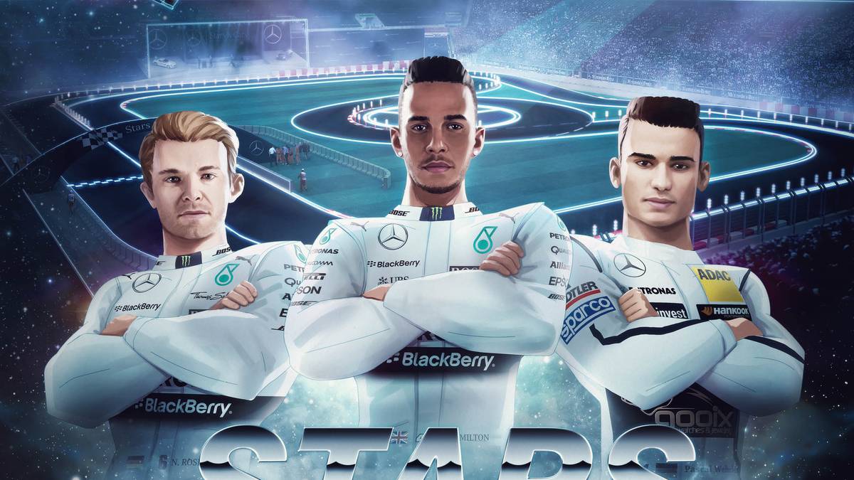 Mit Lewis Hamilton (m.) und Nico Rosberg (l.) ist das Erfolgsduo der Formel 1 in Stuttgart am Start