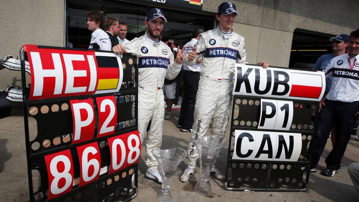 Robert Kubica (r.) siegte beim Kanada-GP 2008 im BMW Sauber vor seinem Teamkollegen Nick Heidfeld (l.)