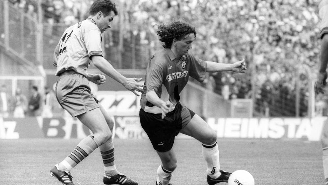 Marco Grimm (l.) im Duell mit Frankfurts Michael Anicic