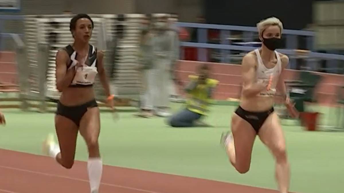 Tiffany Eidner lief die 60 Meter mit FFP2-Maske (Quelle MDR)