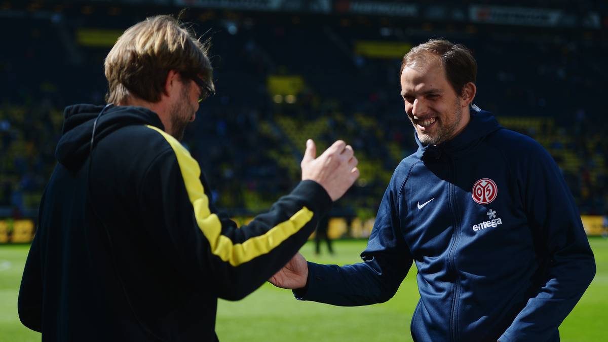 Jürgen Klopp (l.) geht, Thomas Tuchel kommt. In Dortmund wird es im Sommer 2015 die Wachablösung auf der Trainerbank geben. SPORT1 zeigt, wie sich Tuchel beharrlich zum Toptrainer hocharbeitete.