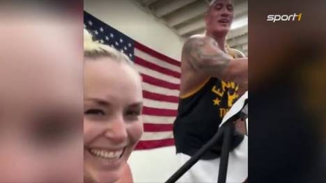 Training mit 'The Rock' höchstpersönlich: Ex-Ski-Star Lindsey Vonn und ihr Freund P.K. Subban werden von Dwayne Johnson ordentlich gedrillt.
