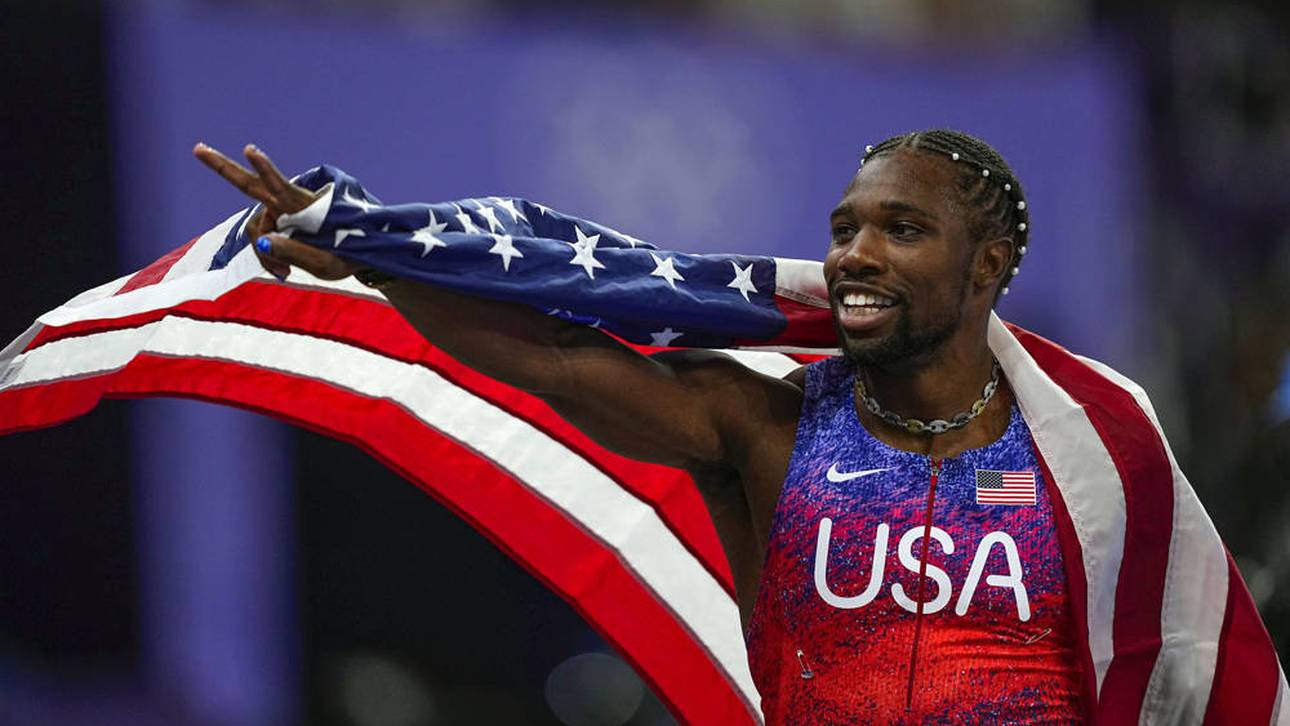 Noah Lyles feiert seinen Sieg