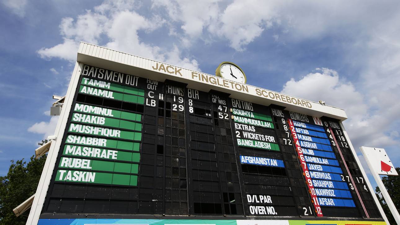 Anzeigetafel bei der Cricket-WM