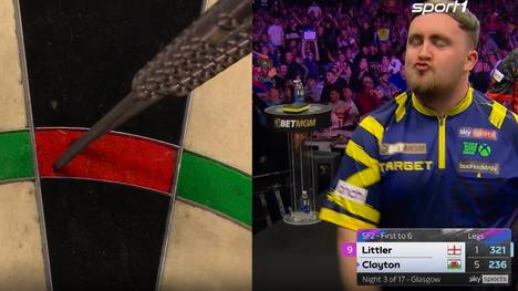 Jonny Clayton gewinnt das Halbfinale des dritten Spieltags bei der Premier League of Darts gegen Luke Littler deutlich. Der Weltmeister zieht zu spät an - und wird dann auch dann von einem Missgeschick gebremst.