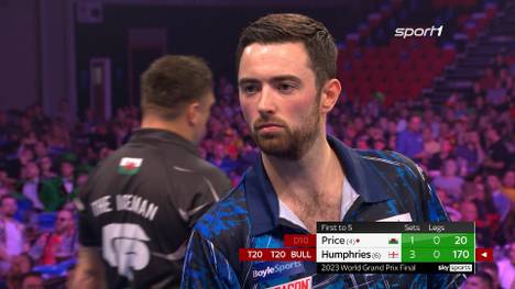 Luke Humphries gewinnt im Finale des Darts World Grand Prix ein Leg gegen Gerwyn Price durch einen Big Fish, nachdem "The Iceman" zuvor zwei Leg-Darts vergab. Damit ist sein Score von 170 das höchste Finish des Turniers. 