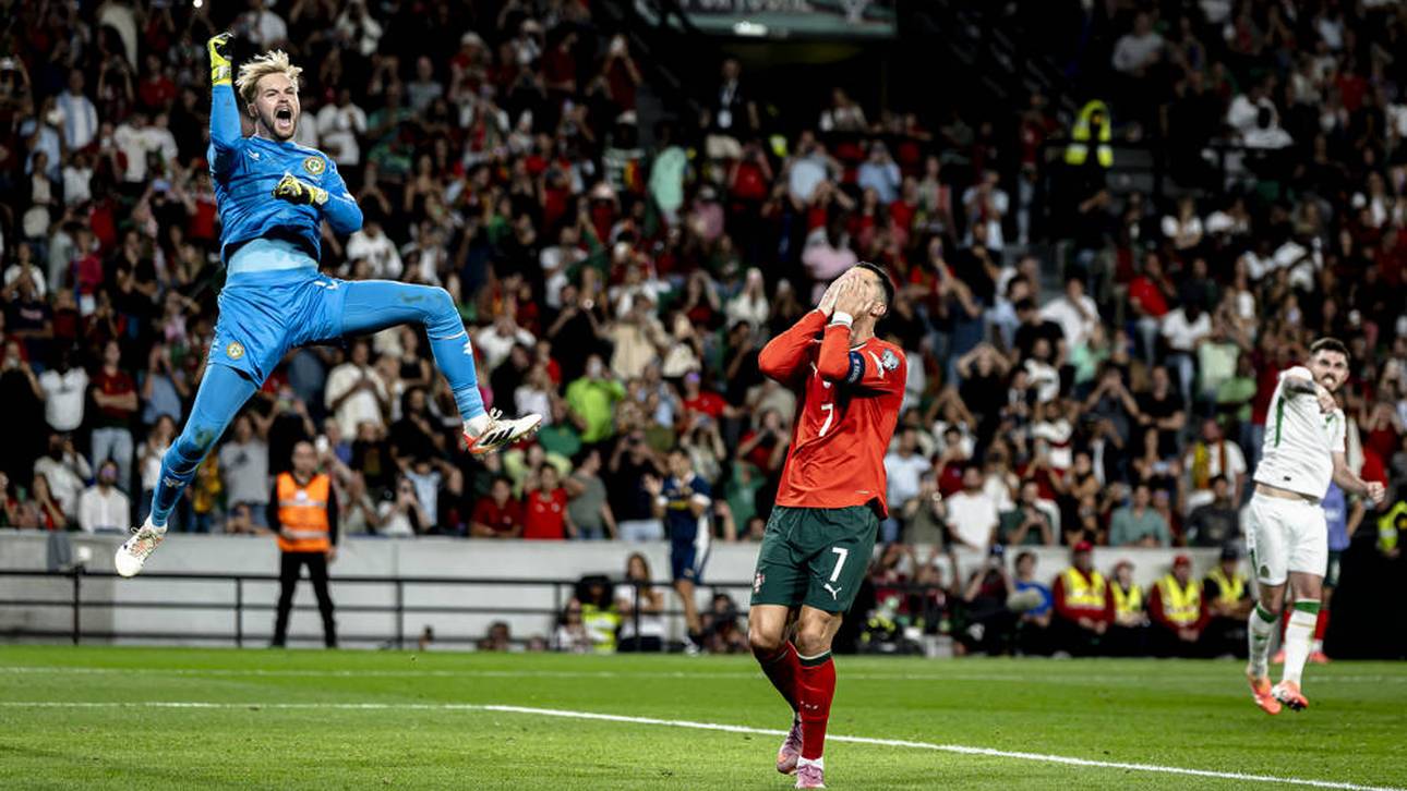 Caoimhin Kelleher bewies seine Sprungkraft nach dem gehaltenen Elfmeter von Cristiano Ronaldo