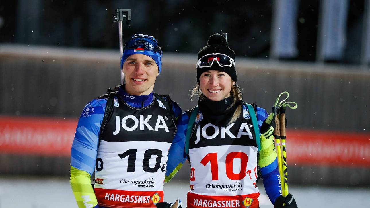 Biathlon-Paar im Baby-Glück